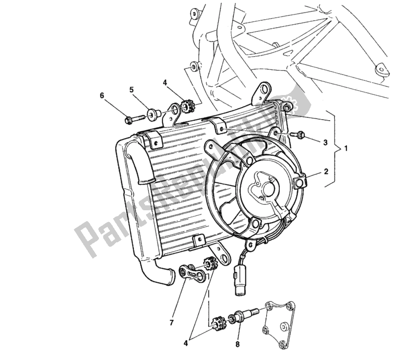Toutes les pièces pour le Refroidisseur D'eau du Ducati Superbike 748 SPS 1998